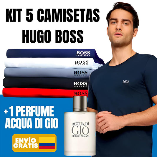 KIT X5 CAMISETAS HUGO BOSS + PERFUME DI GIO